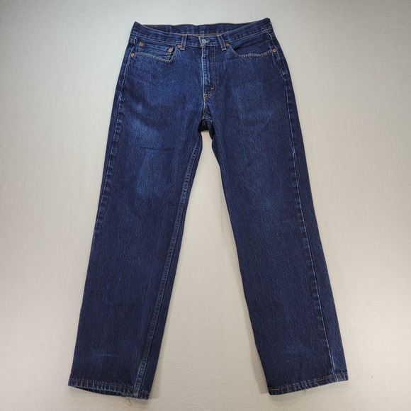 Levis 550 Jeans Mens 34x32 Blue Relaxed Tapered Mid Rise Dark Wash Denim - Picture 1 of 11
